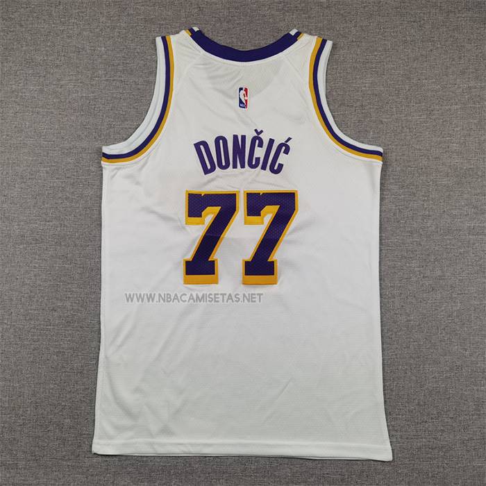 Camiseta Nino Los Angeles Lakers Luka Doncic NO 77 Association 2024-25 Blanco